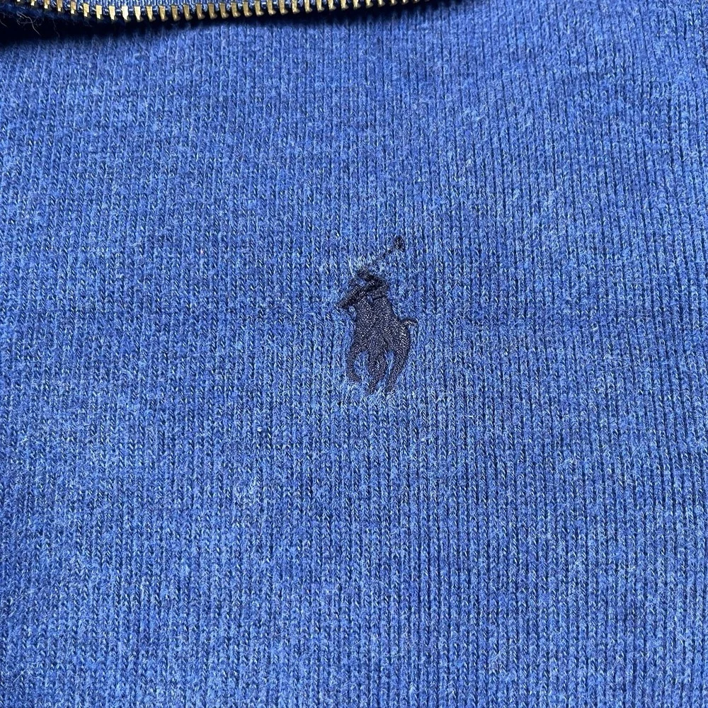 Polo Ralph Lauren Estate Rib Blue Quarter Zip Long Sleeve Pullover Shirt Mens‎ L